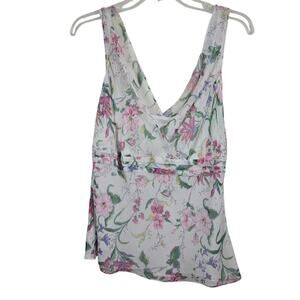 Ann Taylor Loft Fairy Core Floral Cottagecore  Babydoll Chiffon Flirty Top 12